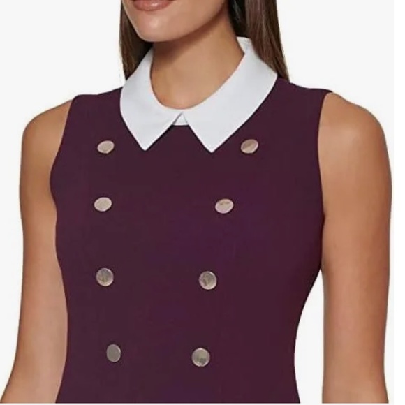 👗Tommy Hilfiger Women's White Collar Fit and Flare  .Purple Sleeveless Dress . - Picture 3 of 8